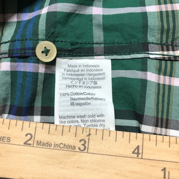 J Crew Shirt XS Womens Button Up Plaid Long Sleeve Blouse Green Casual Cotton - Picture 15 of 15
